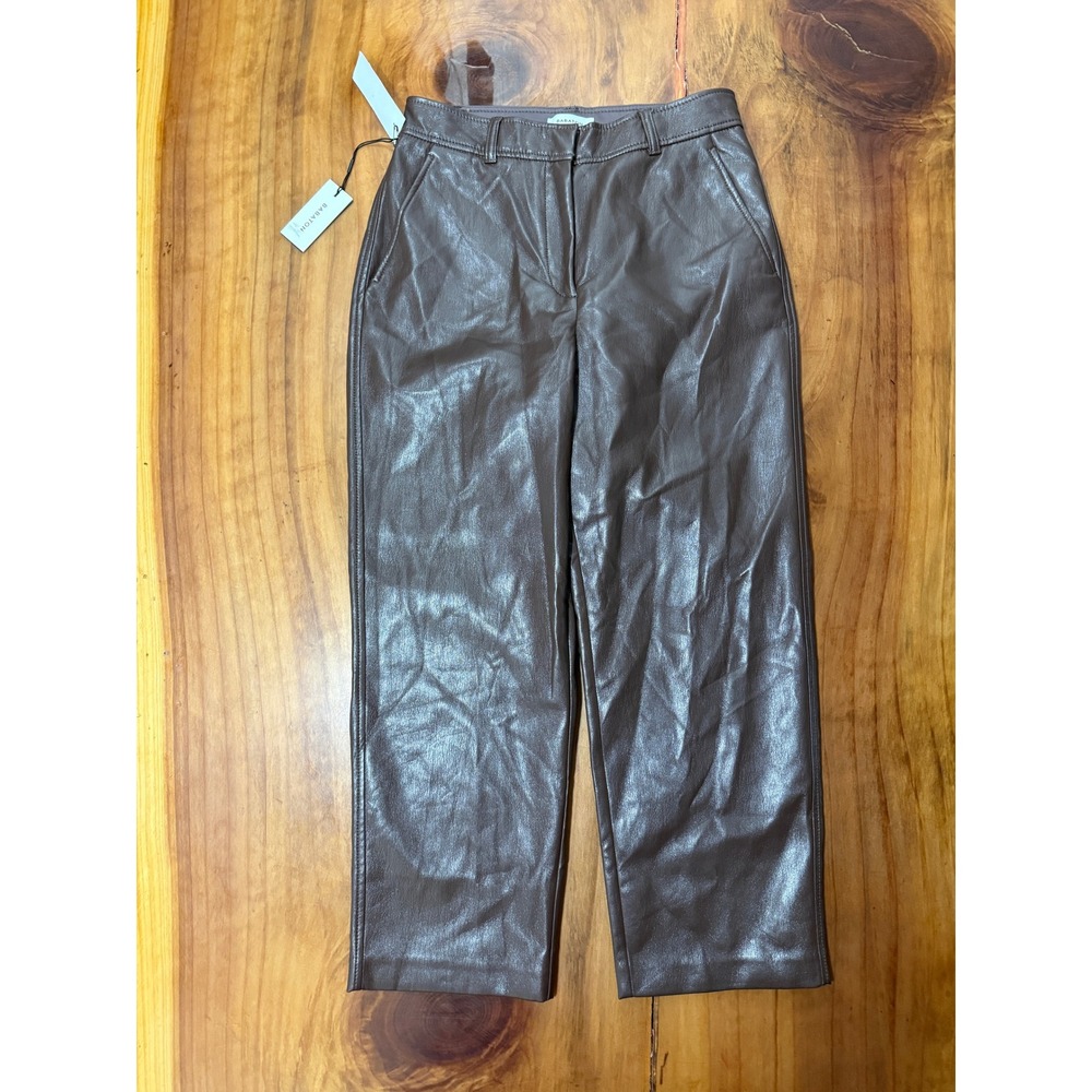 NEW Babaton Women's Command Crop Pants 6 Faux Leather High Rise S3-4